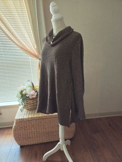 Brown Cowl Neck Knit Sweater Tunic