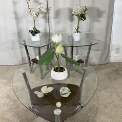 Glass & Chrome Coffee Table Set Of 3 ASHLEY FURNITURE 