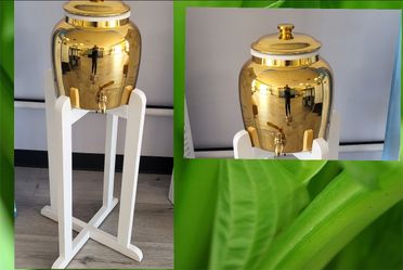 Beautiful WATER Gold  Crock  With Stand