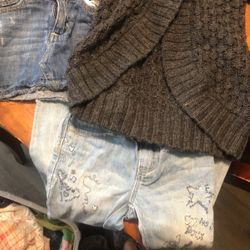 Girls Jeans , Skirt , Knitted Short Sleeve Cardigan 