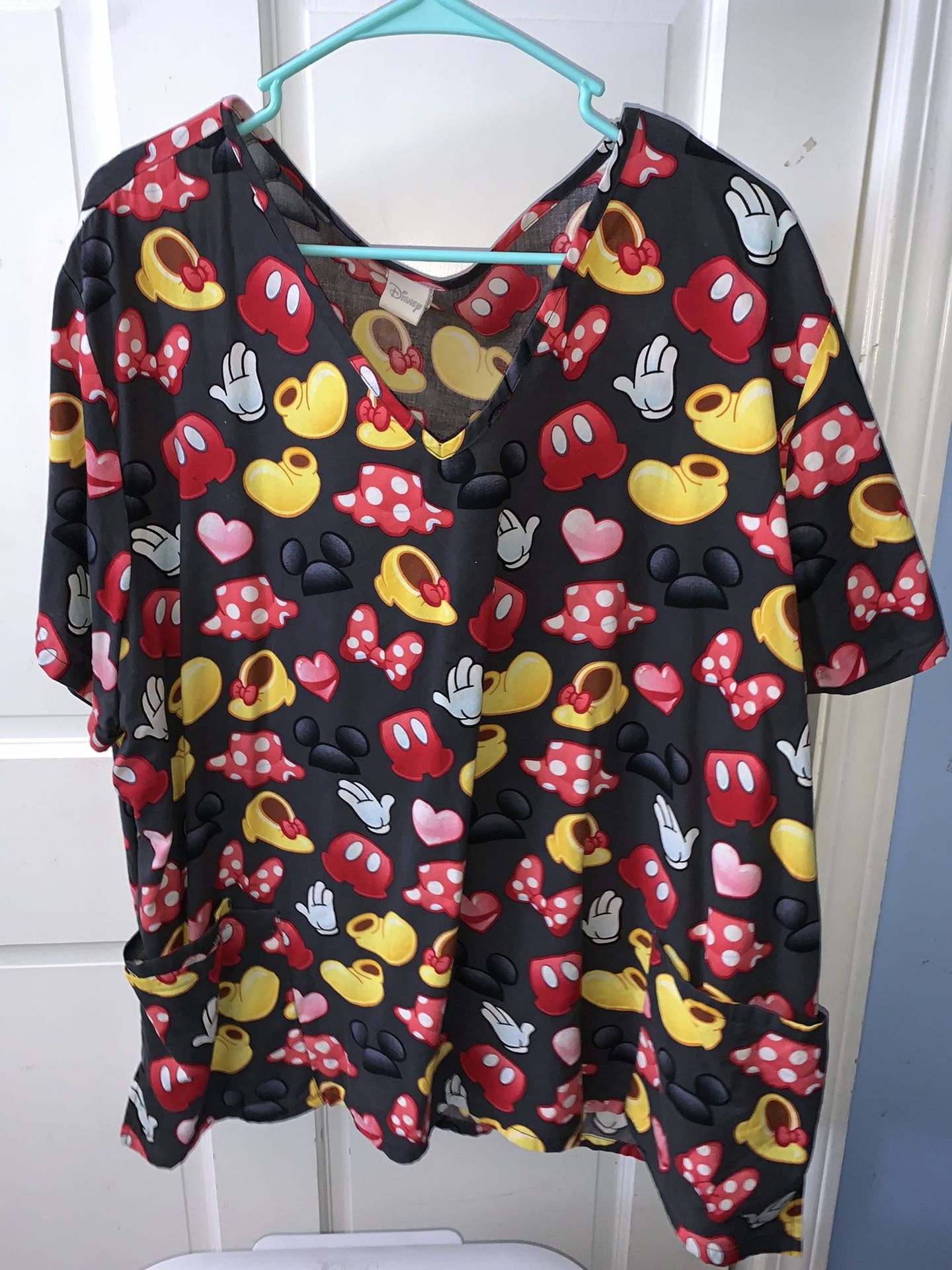 Mickey and Minnie scrub top