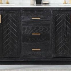 NEW: 72" Gazsi Double Bathroom Vanity ::: Grain White Engineered Stone Top ::
