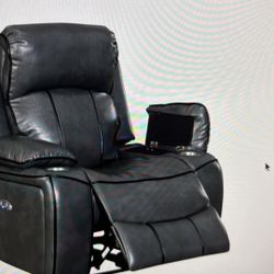 BLANCHE GRAY POWER RECLINER WITH POWER HEADREST  42” H X 40” W X 38” D 