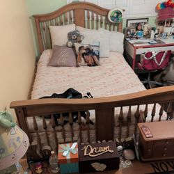 Full Size Convertible Bed With Dresser/Changing Table 