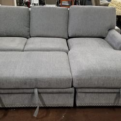 Light gray pinhead sofa chaise sectional