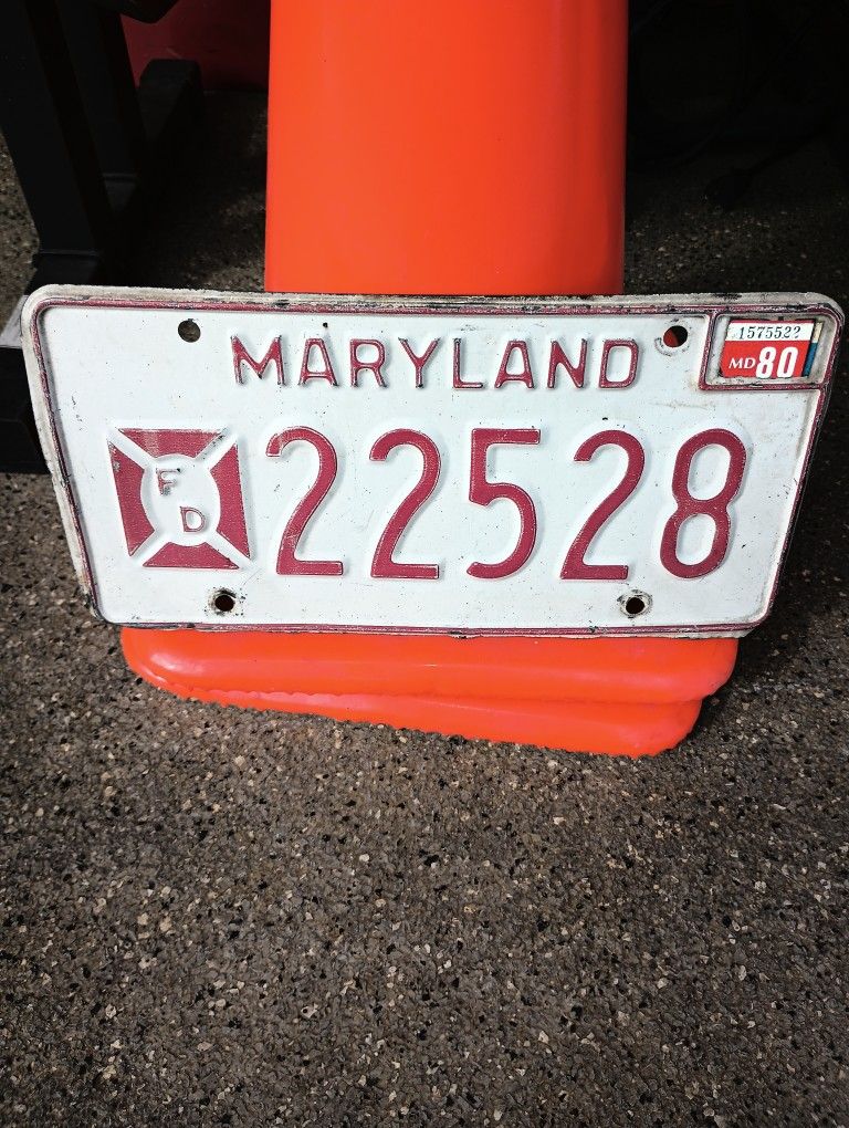 Vintage Fire Fighter License Plate