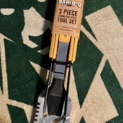 MR. BAR-B-Q 3 Pc. Stainless Steel Tool Set. 