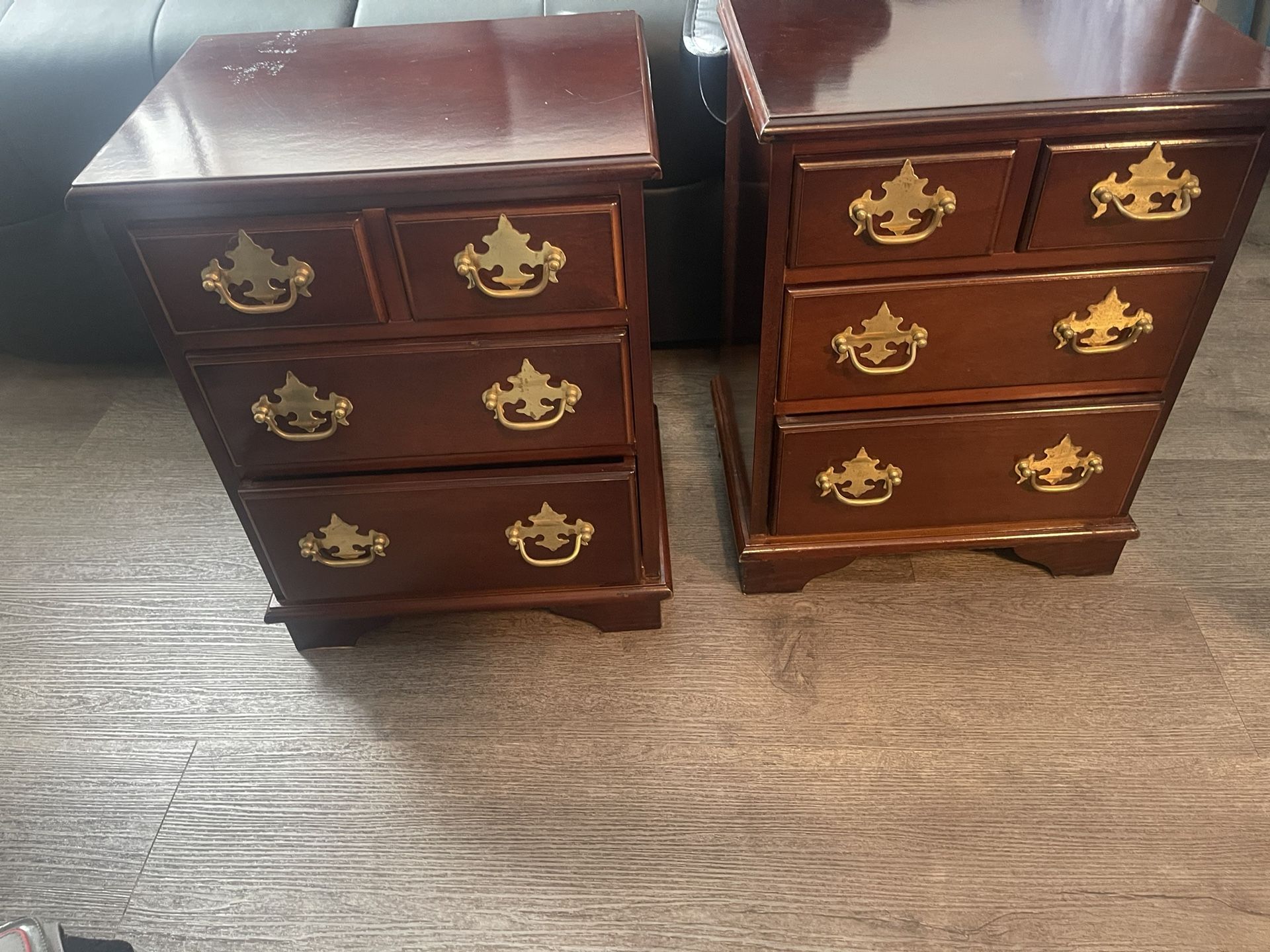 Chippendale Revival 4 Drawer Chest Walnut Brass Pulls