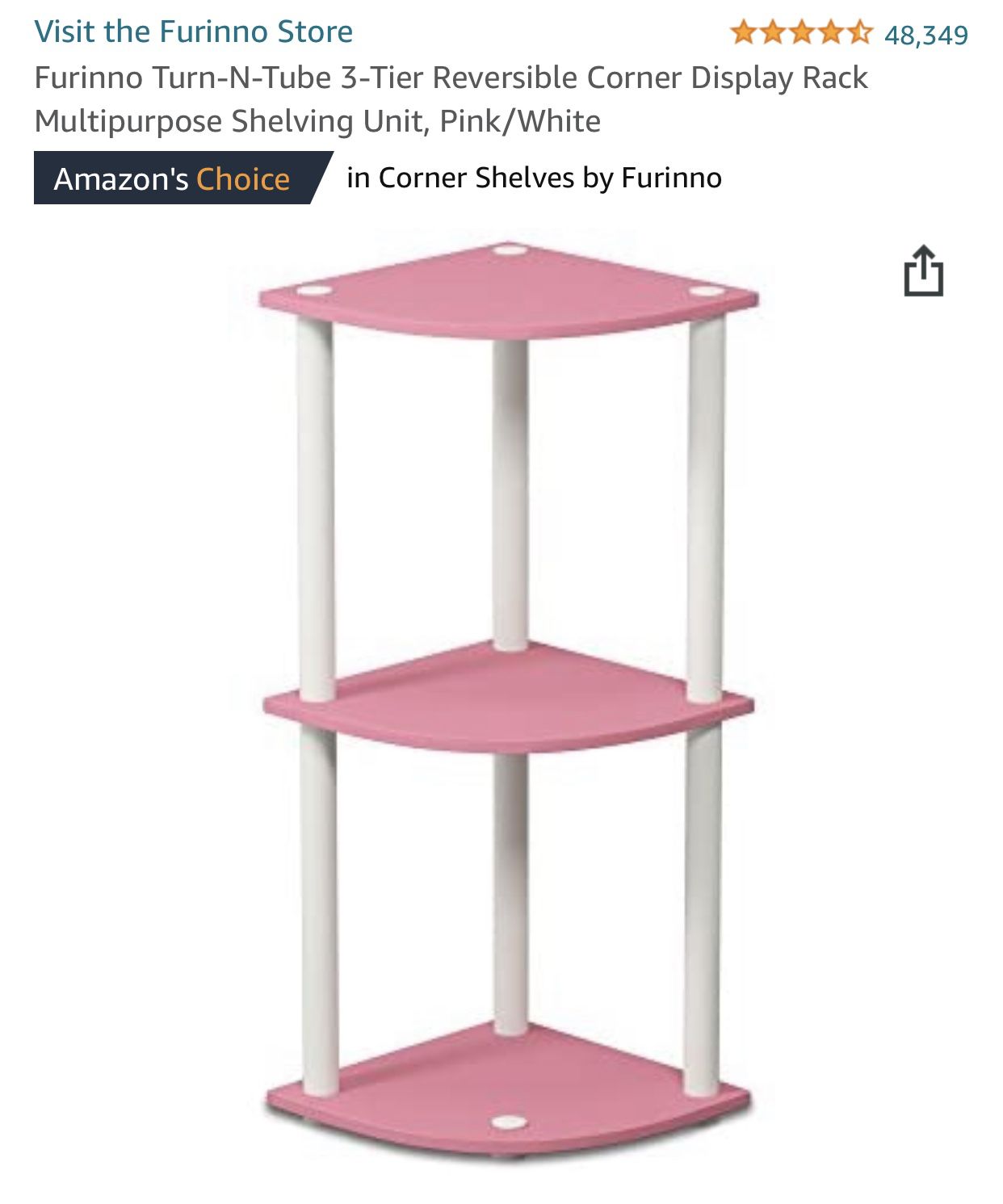 3 Tier Pink Corner Shelf 