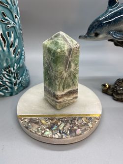 165 Gram Caribbean Pistachio Calcite Stone Obelisk Tower Crystal Specimen