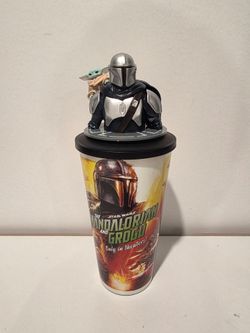 Star Wars Mandalorian And Grogu AMC Cup with Grogu & Mando Topper