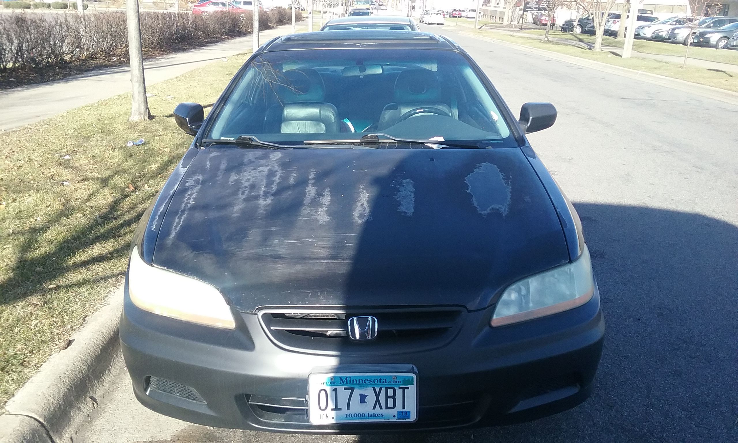 2002 Honda Accord 4cyl, Black leather seats, sun roof, am fm CD player, Replaced both rear bearings. engine runs good, heat and ac work,165.000 $3500