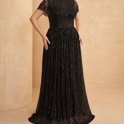 SHEIN Black Beaded Dress Size Large 