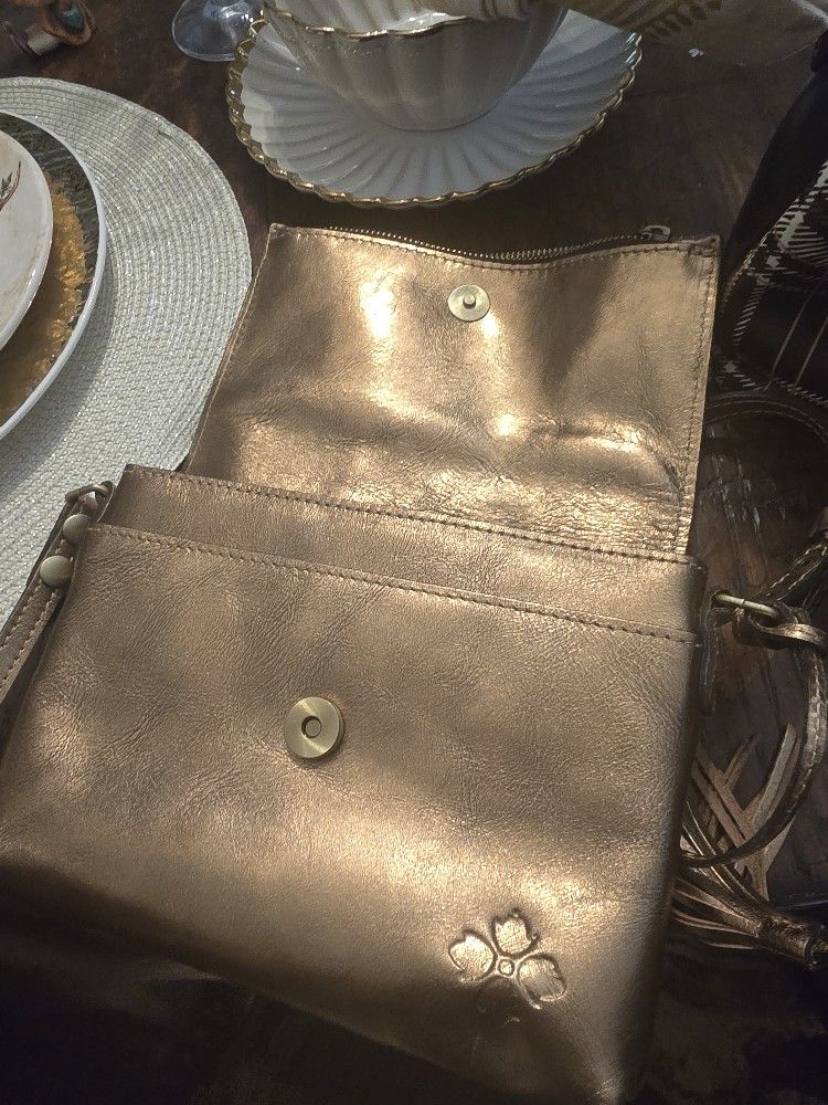 Gold Leather PATRICIA NASH crossbody Bag
