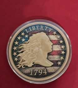 2025 Anniversary Liberty Flowing hair, 5 ounce .999 colorized copper round w/ capsule