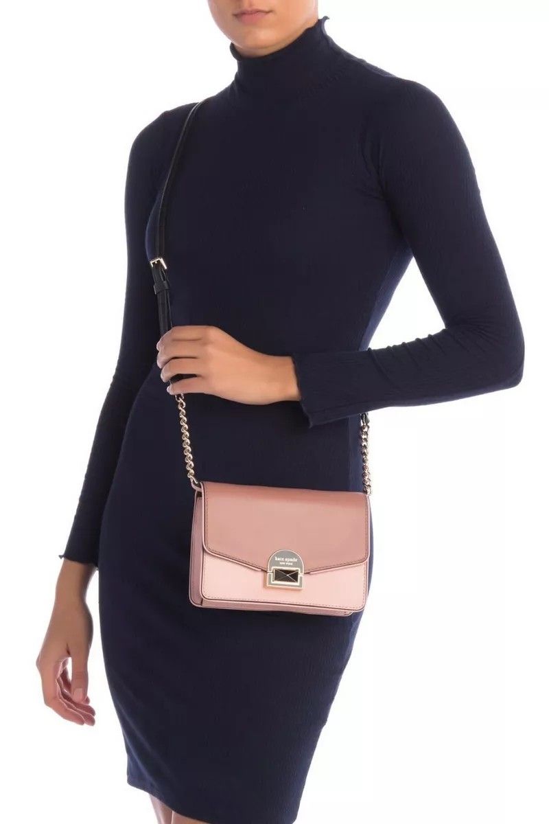 NEVE CONVERTIBLE FLAP CROSSBODY IN ROSY CHEEKS/BLACK/SPARROW
