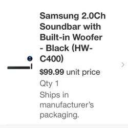 Samsung Soundbar and Remote With Built In Woofer