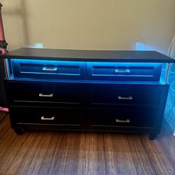 Modern Black Dresser with LED Lighting🖤✨