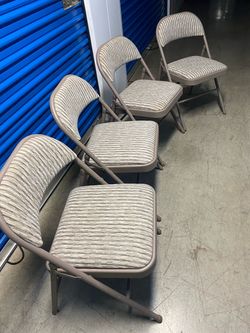 Set of 4 Padded Metal Folding Chairs