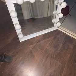 Vanity desk, mirror and chair, drawers