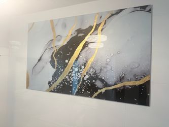 Gilded Abstract Elegance – Black, White & Gold Modern Wall Art