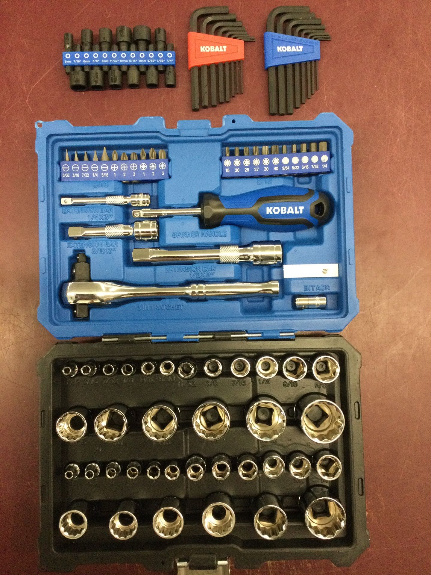 Kobalt Socket Tool Set Mechanics Standard (SAE) Metric (MM) 1/4” 3/8” 1/2”