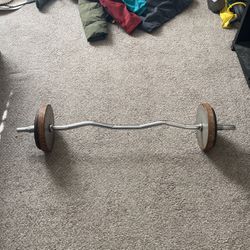 CHEAP WEIGHT LIFTING BAR. With 40 LBS.