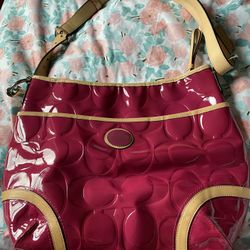 Coach Embossed Leather Purse Pink
