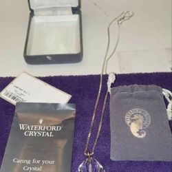 Sterling Silver .925 Waterford Crystal Snowflake Necklace and Charm - 24" Long