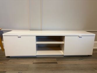 White TV Stand with Cabinet Storage
