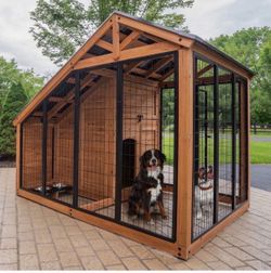 Backyard Discovery 7' x 5' Cedar Wood Dog Kennel w/ Feeding Door Brand New In Box