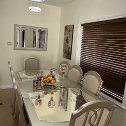 Dinning Table With 8 Chairs- LIKE NEW