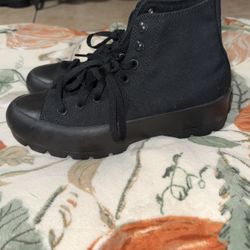 Black Converse high top platform 