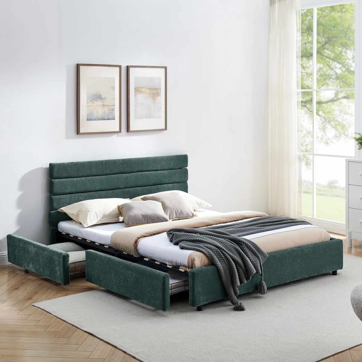 Queen Size Cushioned Bed frame 
