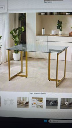 Glass Top Gold Table