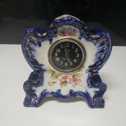 19th Century New Haven Miniature Victorian Porcelain Wind-up Mantel Clock 