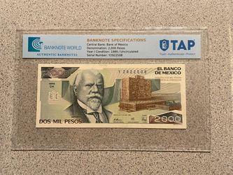 1989 Mexico 2000 Pesos Uncirculated Banknote