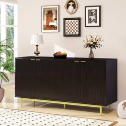 Z334-58" Modern Fluted Sideboard Buffet Cabinet with Storage, Adjustable Shelves, Accent Console Table for Kitchen Dining Room Living Room Entryway, B