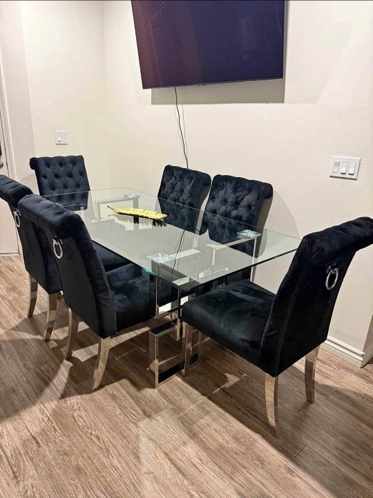 BLACK HOLLYWOOD BRAND NEW DINING SET SAME DAY DELIVERY 