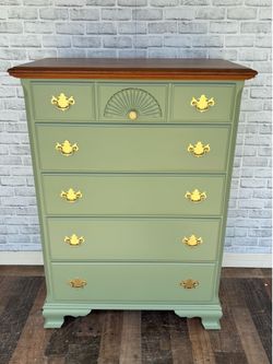 Tall Vintage Sage Dresser