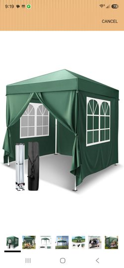 VINGLI 6.5x6.5 Pop Up Canopy Tent with Sidewalls, Outdoor Gazebo Canopy Tent, Patio Event Tents Outdoor Event Shelter for Parties (Green)