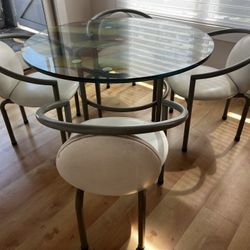 Glass top Dining table- 4 Chairs