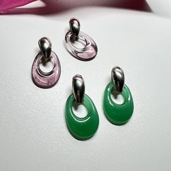 Earrings Womens Green Jade color  Earrings Ladies Jewelry