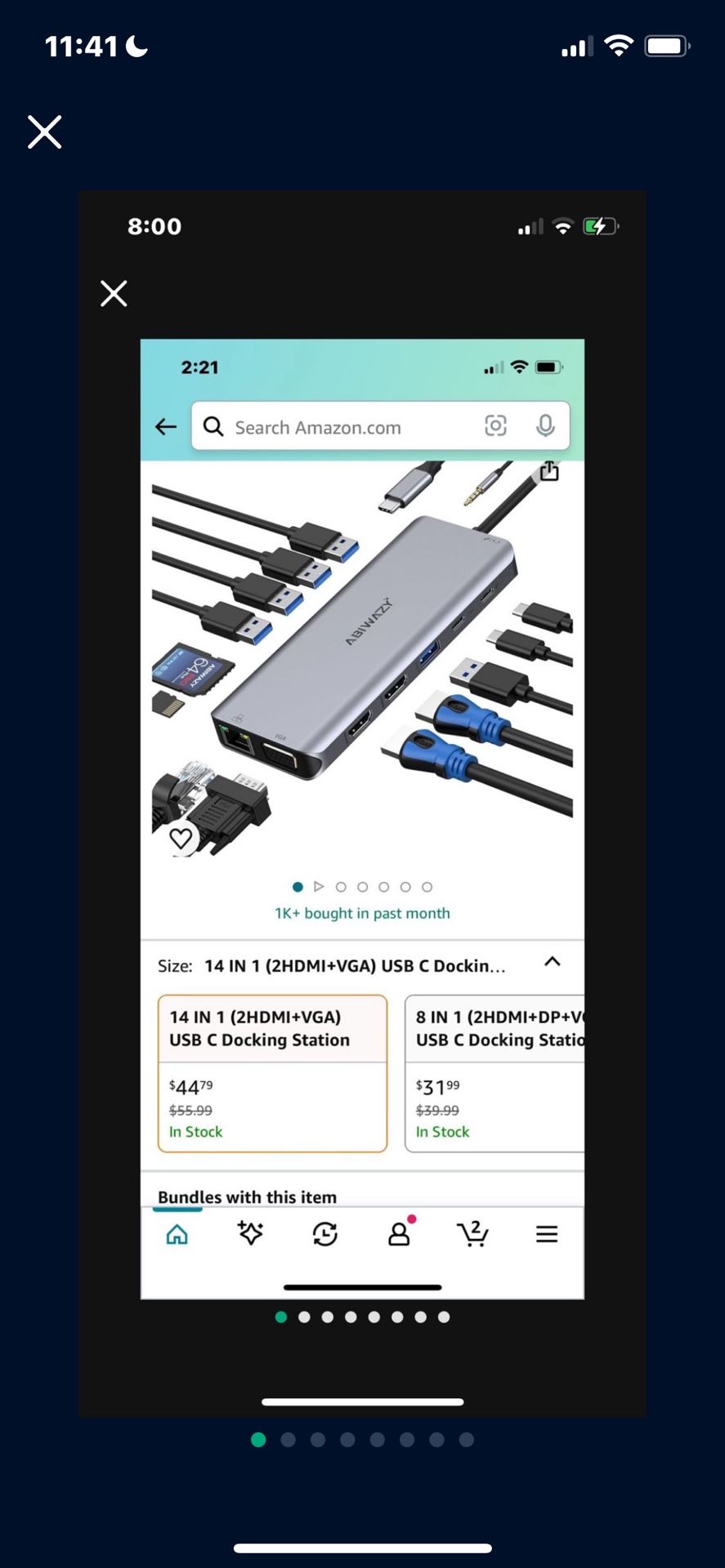 USB C Docking Station Dual Monitor for Dell/HP/Lenovo/Surface Laptop, 14 in 1 Triple Display Hub Multiple Adapter, Dongle with 2 HDMI 4K+VGA+5 Port+10