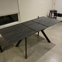 Modern Extendable Dining Table/Desk – Black Wood / X Base
