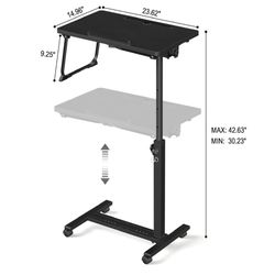 Adjustable Overbed Bedside Table, Hospital Bed Table with Wheels, Portable Rolling Desk, Mobile new $29 