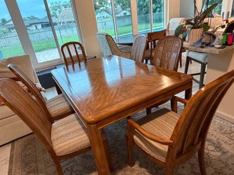 Wood Dining Table with 8 Chairs