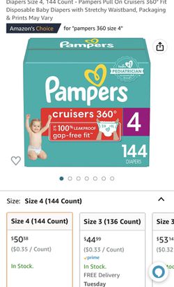 Size 4 Pampers Cruisers 360 Diapers, 144Count Thumbnail