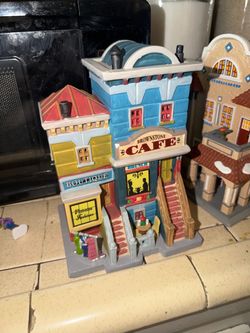 Brownstone Cafe & Boutique Village Building Figurine
