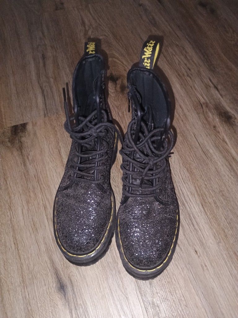 Black Glitter Doc Martin Boots